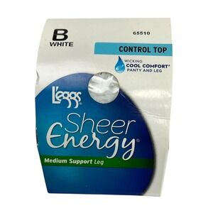 Leggs Sheer Energy Control Top Pantyhose White B Medium Support